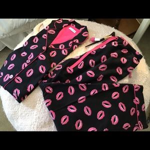 Cute lipstick kisses pajamas.   Hot pink and black